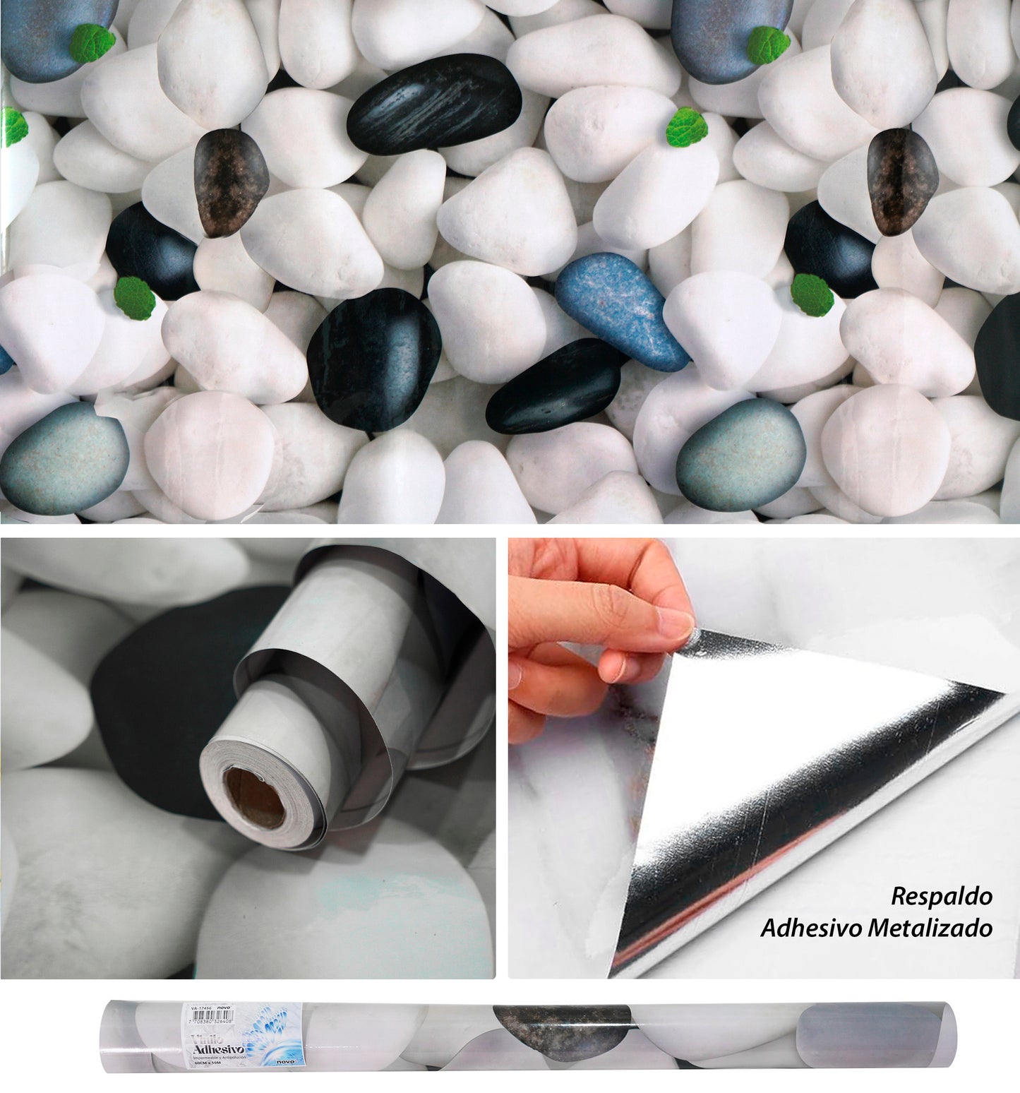 Papel Vinilo Adhesivo De 60 cm x 10 mts Brillante Rocas