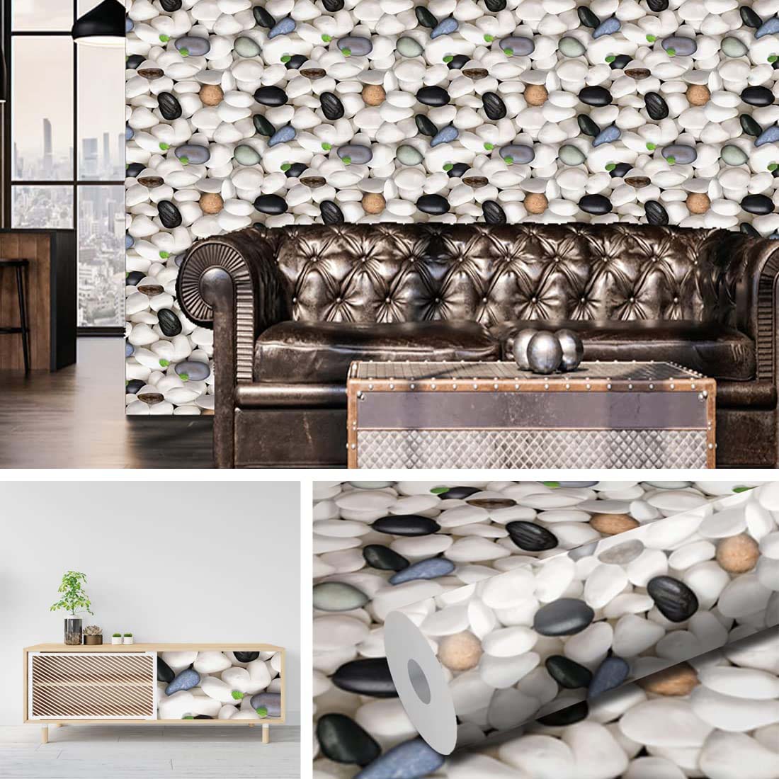 Papel Vinilo Adhesivo De 60 cm x 10 mts Brillante Rocas