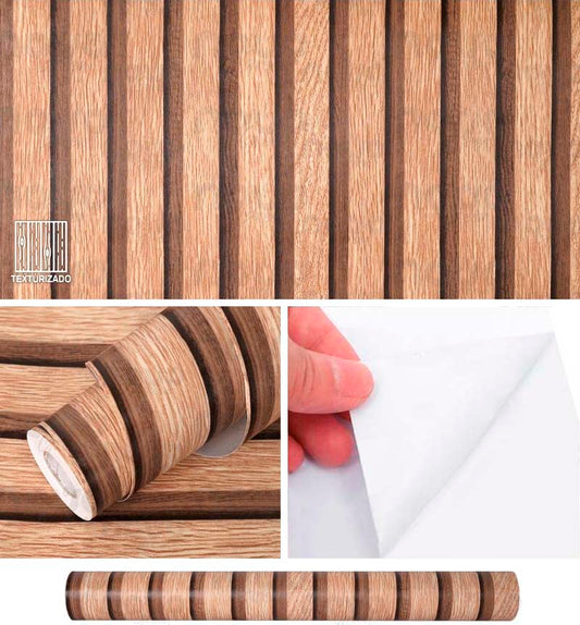 Papel Vinilo Adhesivo De 45 cm x 10 mts Madera