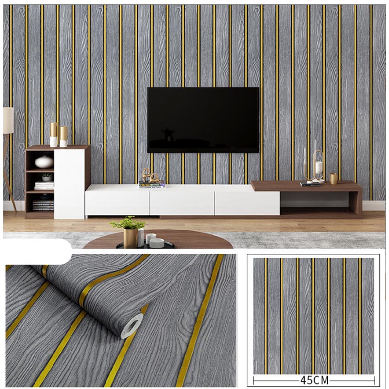 Papel Vinilo Adhesivo De 45 cm x 10 mts Liston Tipo Madera