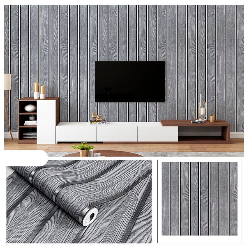 Papel Vinilo Adhesivo De 45 cm x 10 mts Liston Tipo Madera Plateado