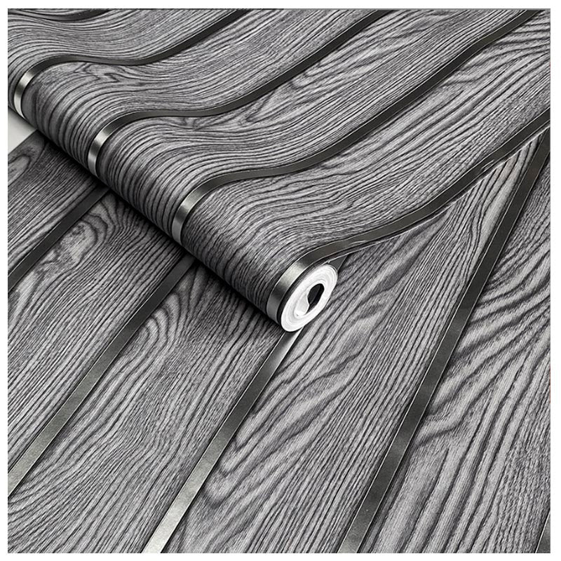 Papel Vinilo Adhesivo De 45 cm x 10 mts Liston Tipo Madera Plateado