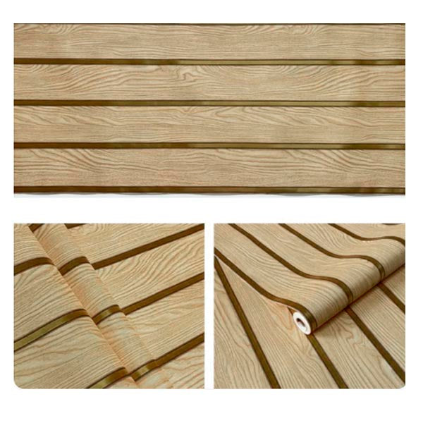 Papel Vinilo Adhesivo De 45 cm x 10 mts Tipo Madera Dorado