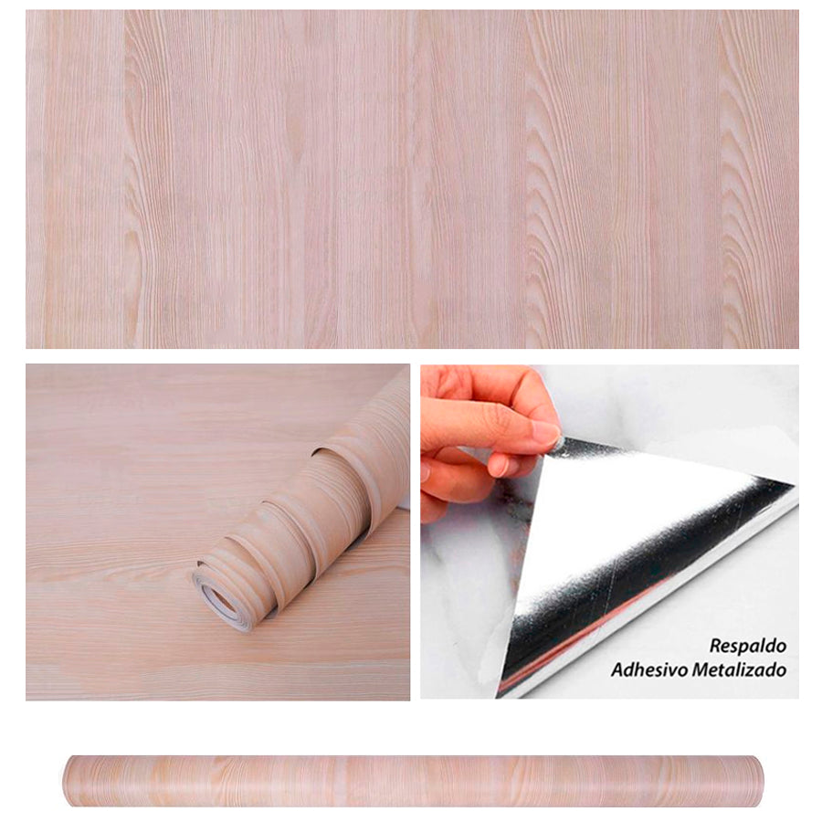 Papel Vinilo Adhesivo De 60 cm x 10 mts Madera