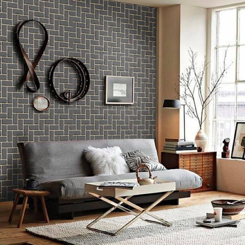 Papel Vinilo Adhesivo De 45 cm x 10 mts Ladrillo Gris
