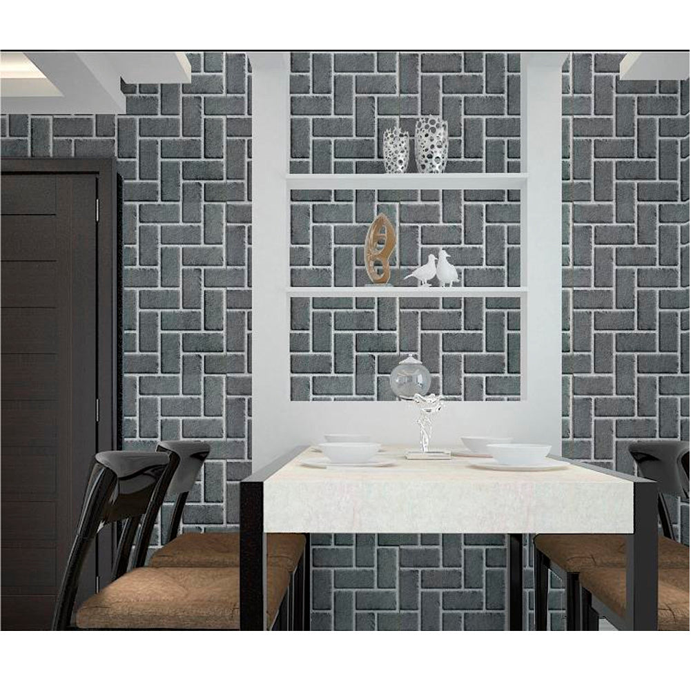 Papel Vinilo Adhesivo De 45 cm x 10 mts Ladrillo Gris