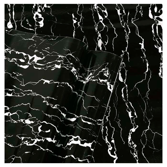 Papel Vinilo Adhesivo De 45 cm x 10 mts Mármol Negro Mate