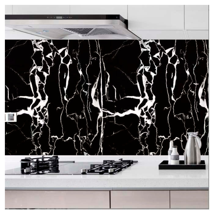 Papel Vinilo Adhesivo De 45 cm x 10 mts Mármol Negro Mate