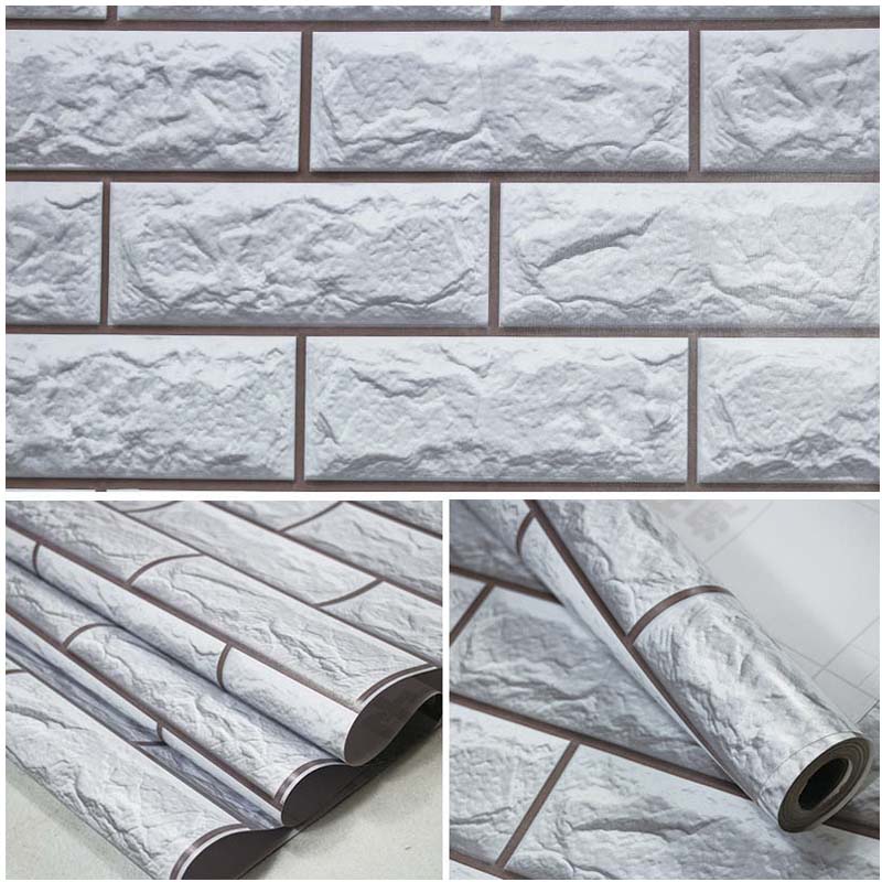 Papel Vinilo Adhesivo De 45 cm x 10 mts Ladrillo Gris