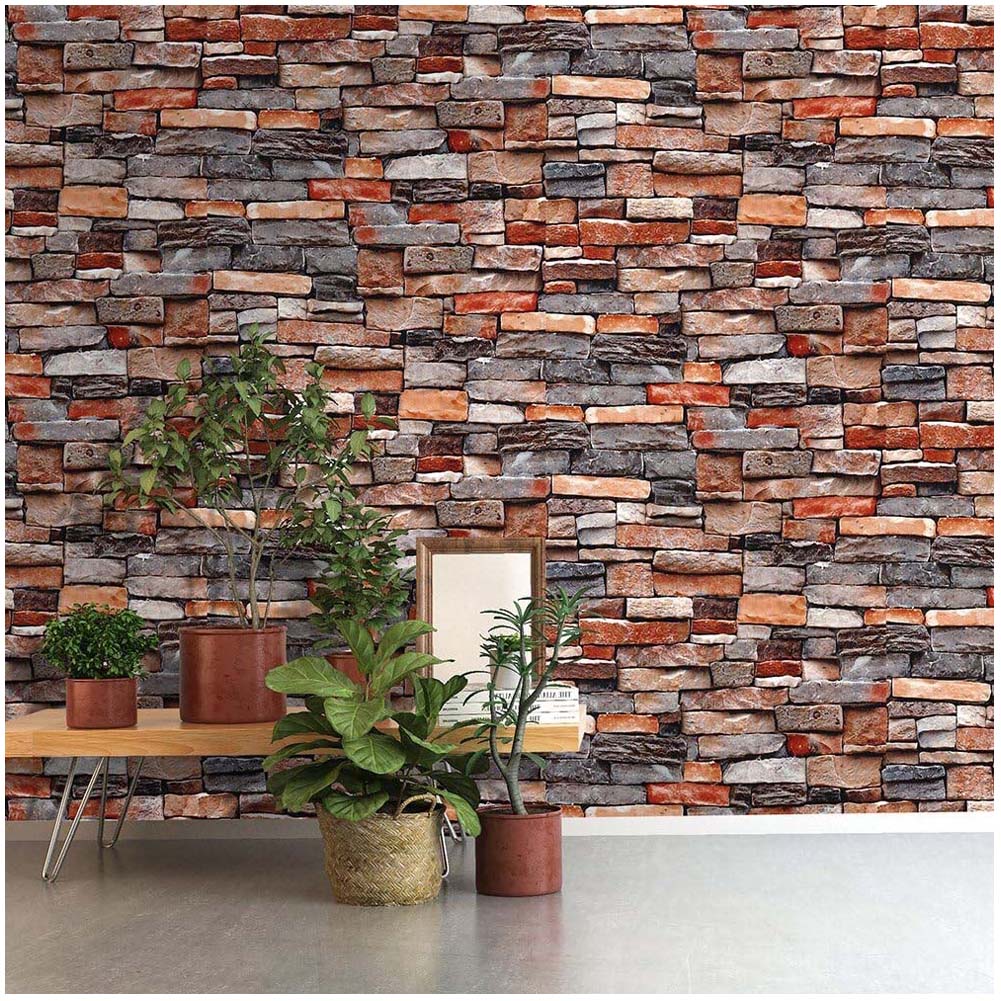 Papel Vinilo Adhesivo De 45 cm x 10 mts Piedra Rustico