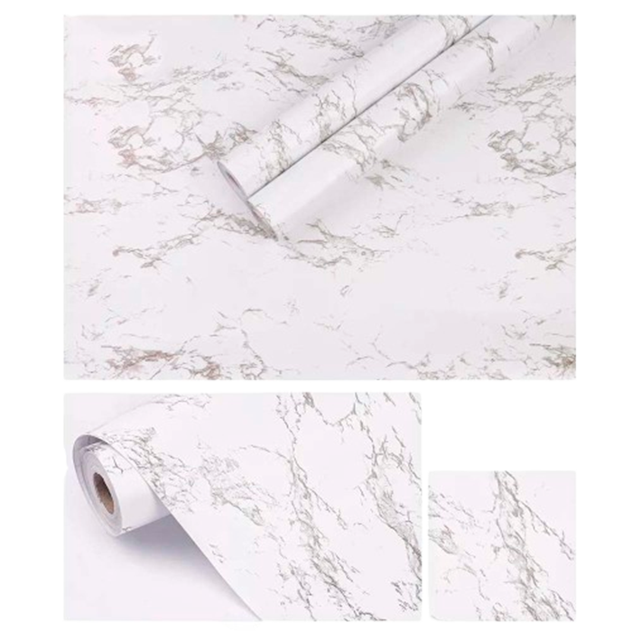 Papel Vinilo Adhesivo De 45 cm x 10 mts Mármol Blanco Mate