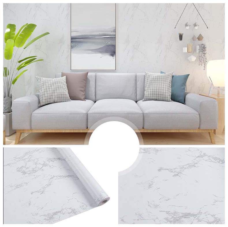Papel Vinilo Adhesivo De 45 cm x 10 mts Mármol Blanco Mate