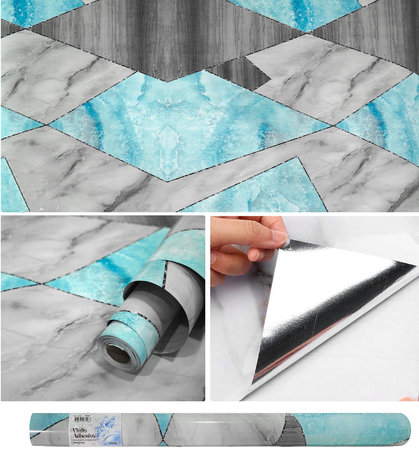 Papel Vinilo Adhesivo De 60 cm x 10 mts Brillante
