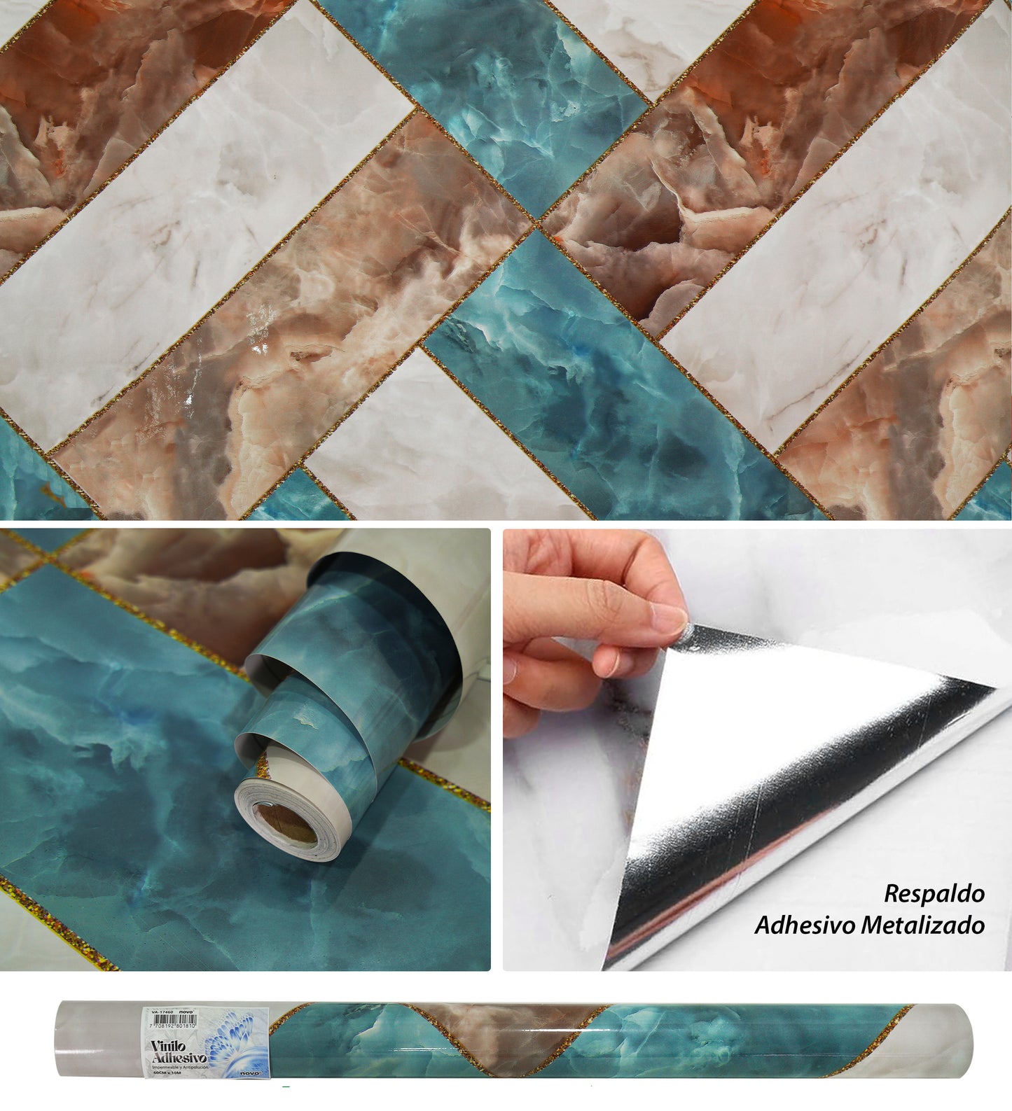 Papel Vinilo Adhesivo De 60 cm x 10 mts Brillante