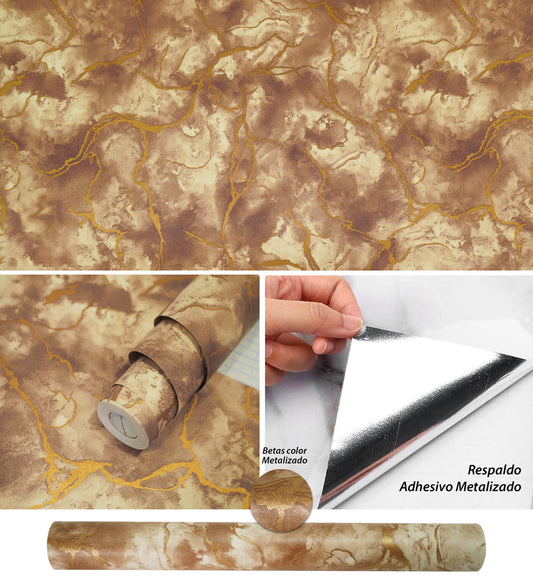 Papel Vinilo Adhesivo De 45 cm x 10 mts Marmol