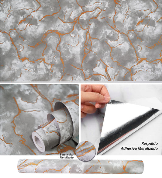 Papel Vinilo Adhesivo De 45 cm x 10 mts Marmol
