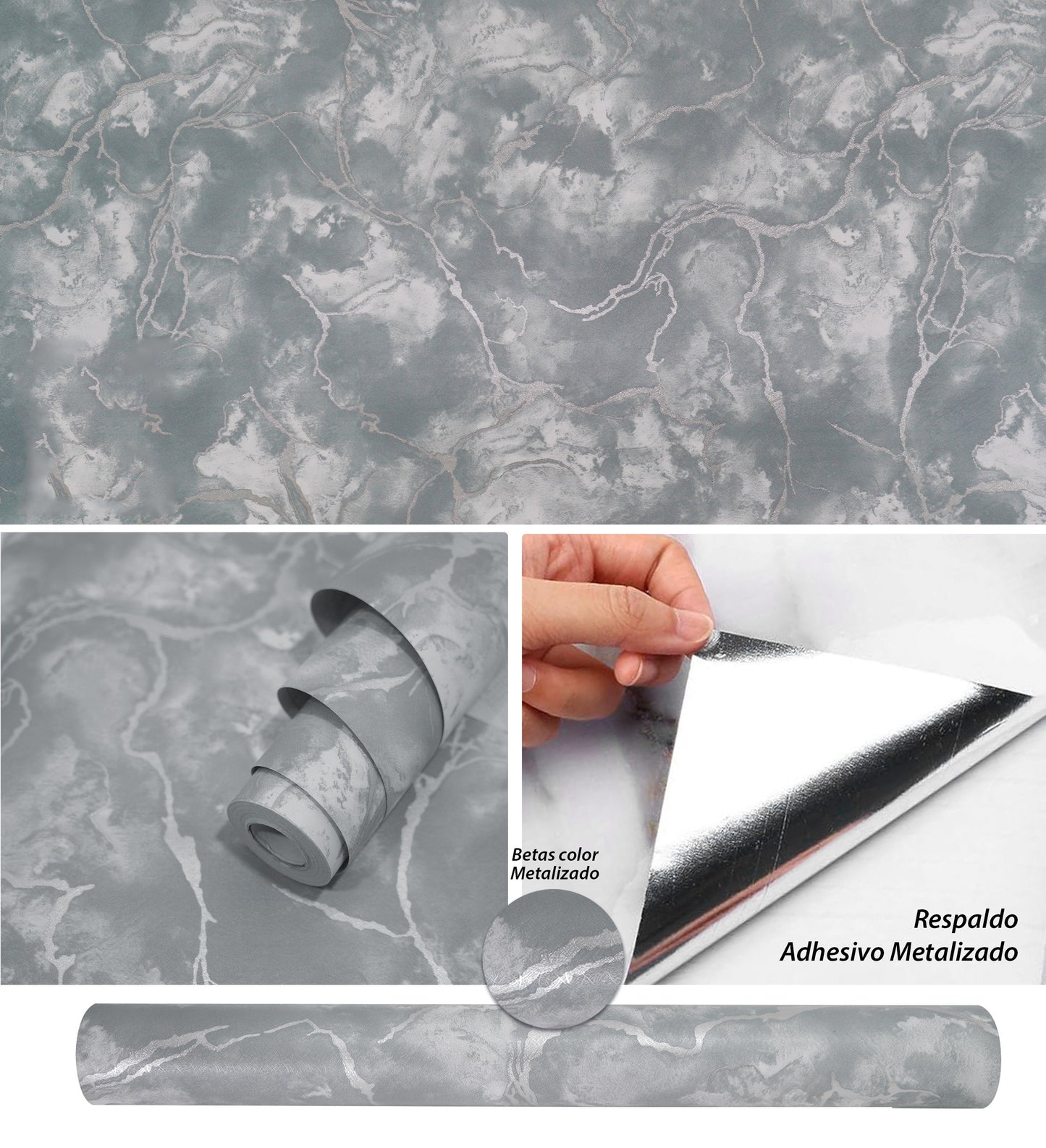 Papel Vinilo Adhesivo De 45 cm x 10 mts Gris