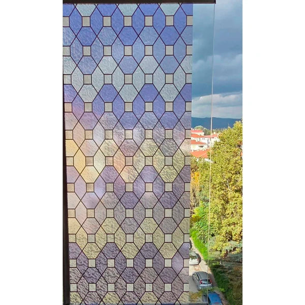Papel Adhesivo Tipo Vitral Diseño Geometrico De 2 mts x 90 mts