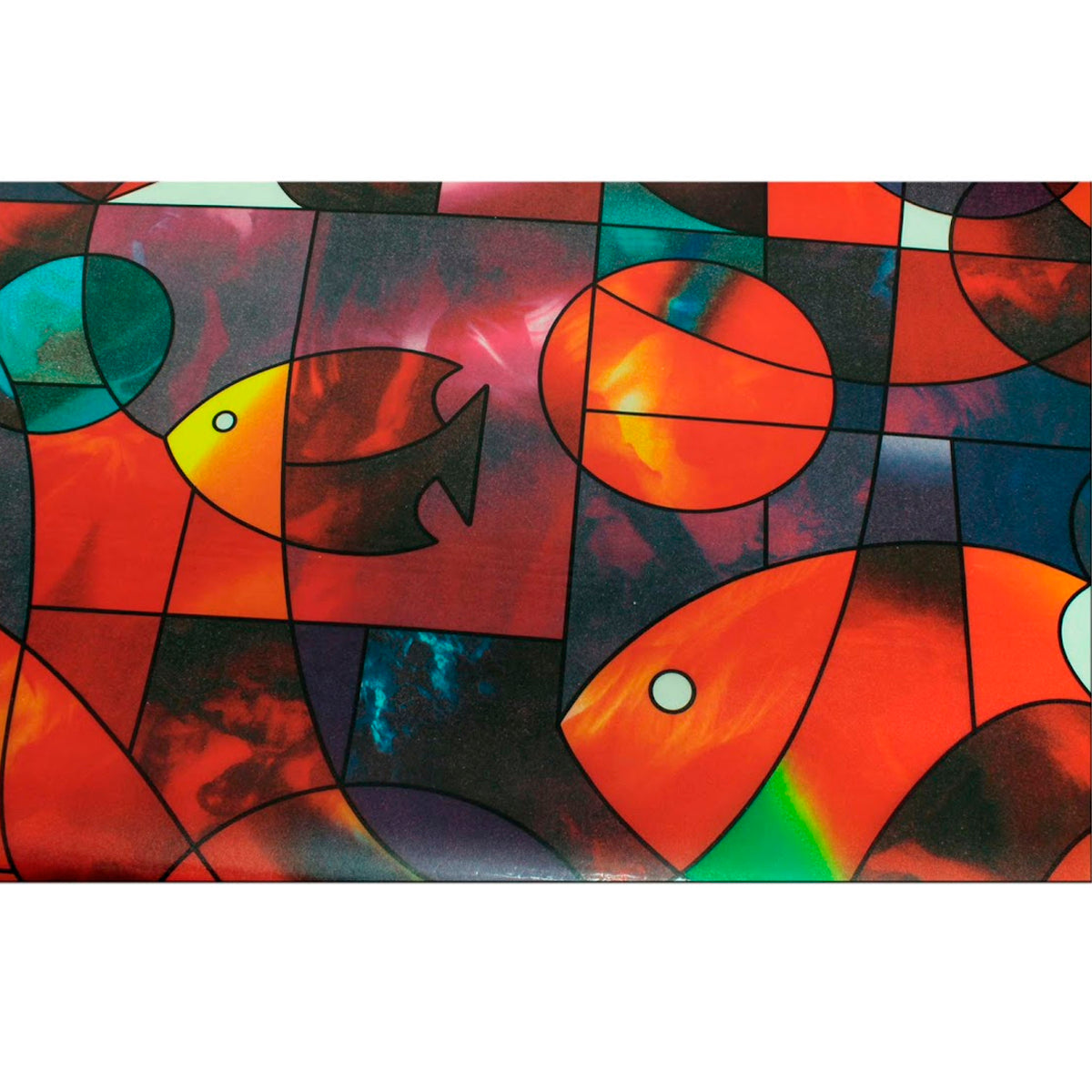 Papel Adhesivo Tipo Vitral Diseño De Peces De 2 mts x 90 mts