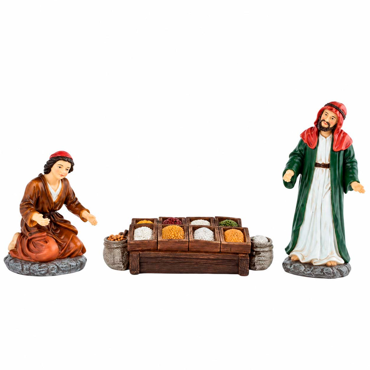 Aldeanos Para Pesebre Comerciantes x3 piezas De 15 cm