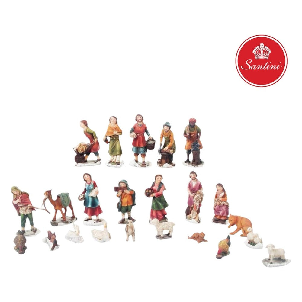 Aldeanos Para Pesebre y Animales De 7 cm Con 23 piezas