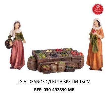 Aldeanos c/fruta 3piezas 15cm