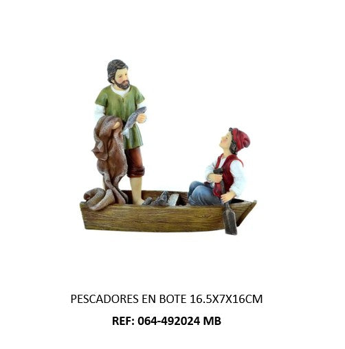 Pescadores en bote 16cm