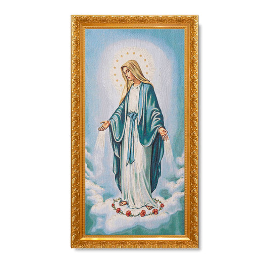 Gobelino Virgen Medalla Milagrosa De 90 x 50 Cm Cuadro