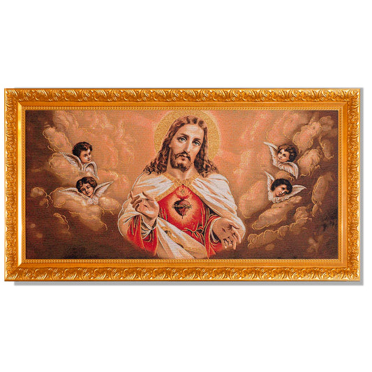 Gobelino Sagrado Corazon De Jesus De 90 x 50 Cm Cuadro