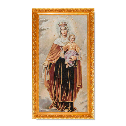 Gobelino Virgen Del Carmen De 90 x 50 Cm Cuadro