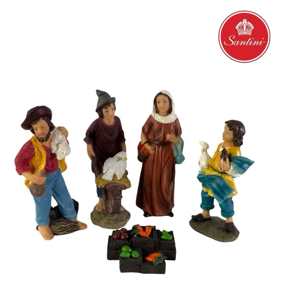 Juego Aldeanos Para Pesebre x 5 piezas De 13 cm