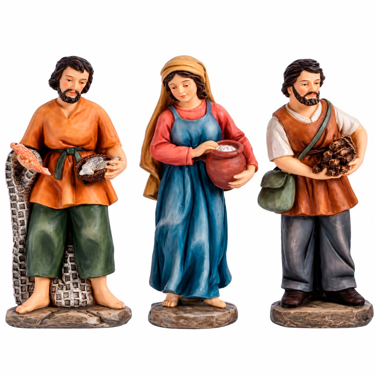 Aldeanos Leñador Para Pesebre x3 Piezas De 15 cm