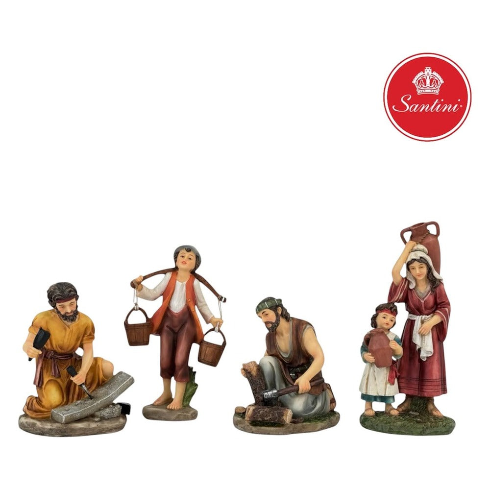 Juego Aldeanos Para Pesebre x 4 Piezas 15 cm