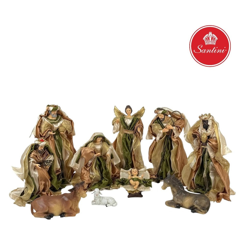 Pesebre Arte Quiteño x10 Piezas De 15 cm Dorado