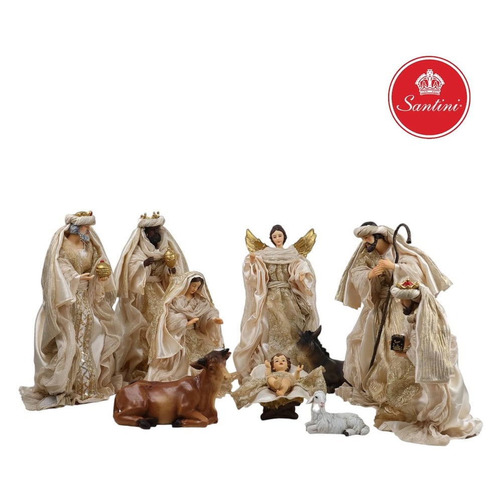 Pesebre Arte Quiteño x10 Piezas De 35 cm Blanco