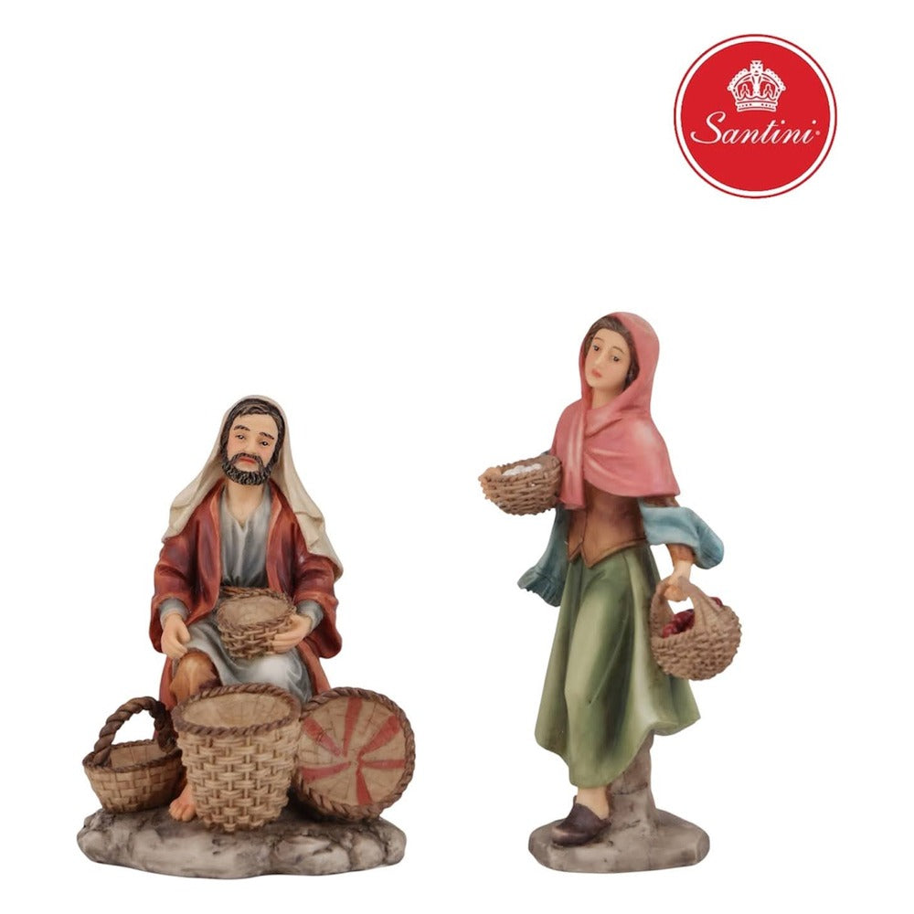 Aldeanos De 15.5 cm Para Pesebre Con 2 Piezas