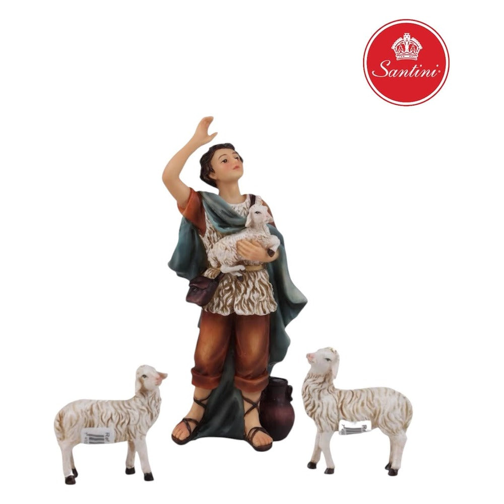 Juego Pastor Con Ovejas x 3 Piezas De16 cm