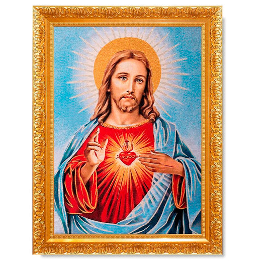 Gobelino Sagrado Corazon De Jesus De 85 X 60 Cm Cuadro