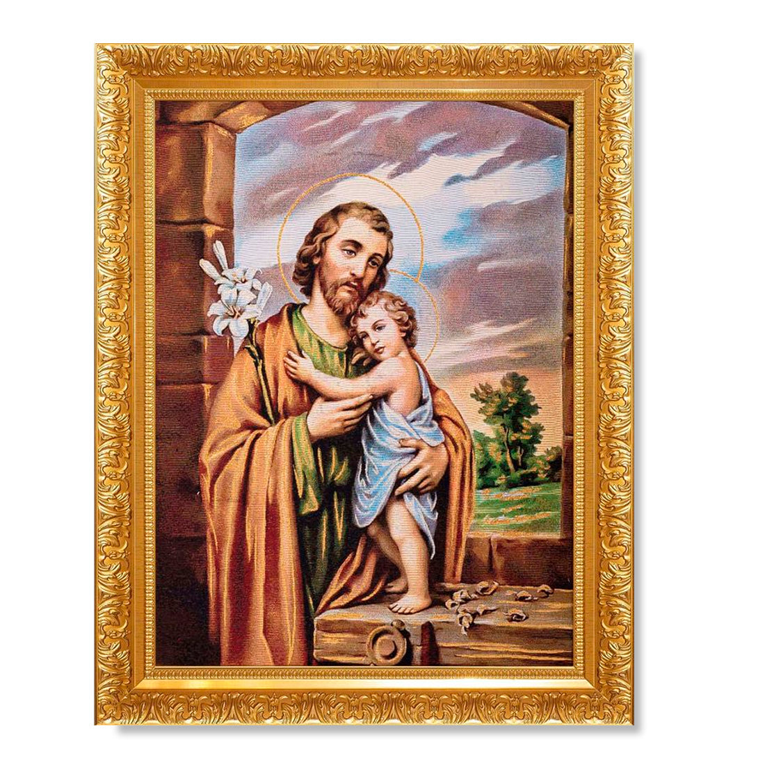 Gobelino Jose Con Niño Jesus De 85 X 60 Cm Cuadro