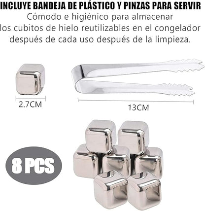 SET CUBOS  DE HIELO METALICOS REUTILIZABLES X6 CUBOS