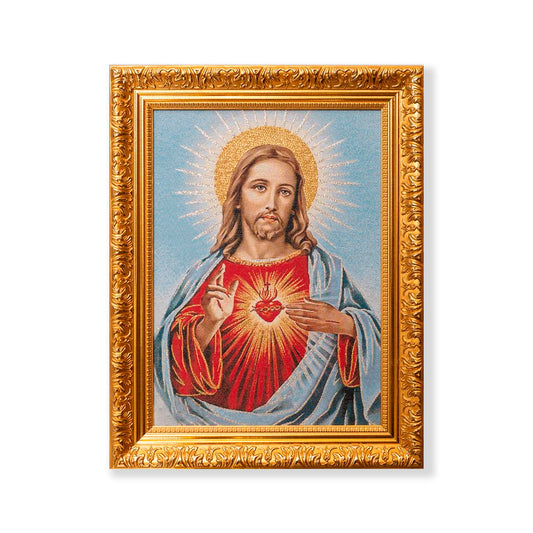 Gobelino Sagrado Corazon De Jesus De 50 x 40 Cm Cuadro