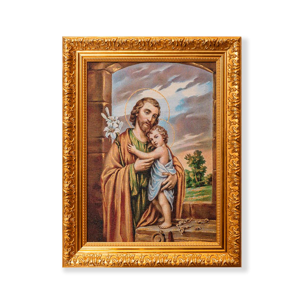 Gobelino Jose De Nazaret Con Jesus De 50 x 40 Cm Cuadro