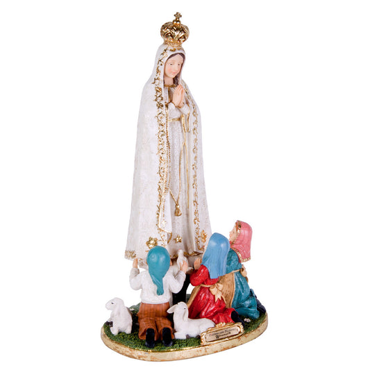Virgen De Fatima Con Pastores Gold De 20 Cm