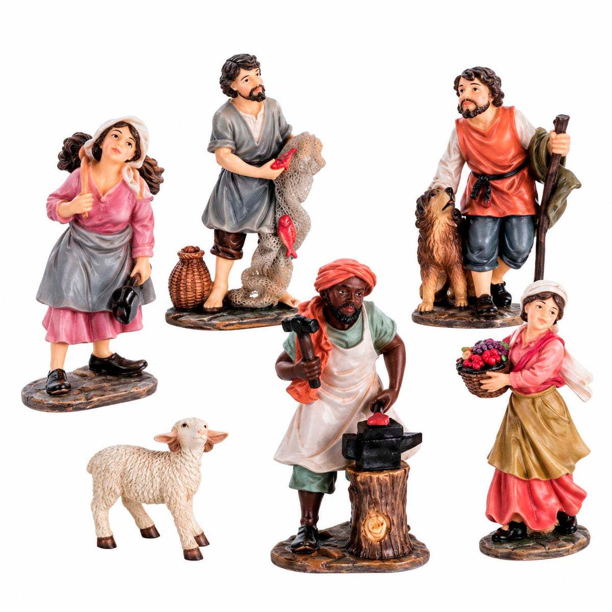Aldeanos De 9 cm Para Pesebre Con 6 piezas