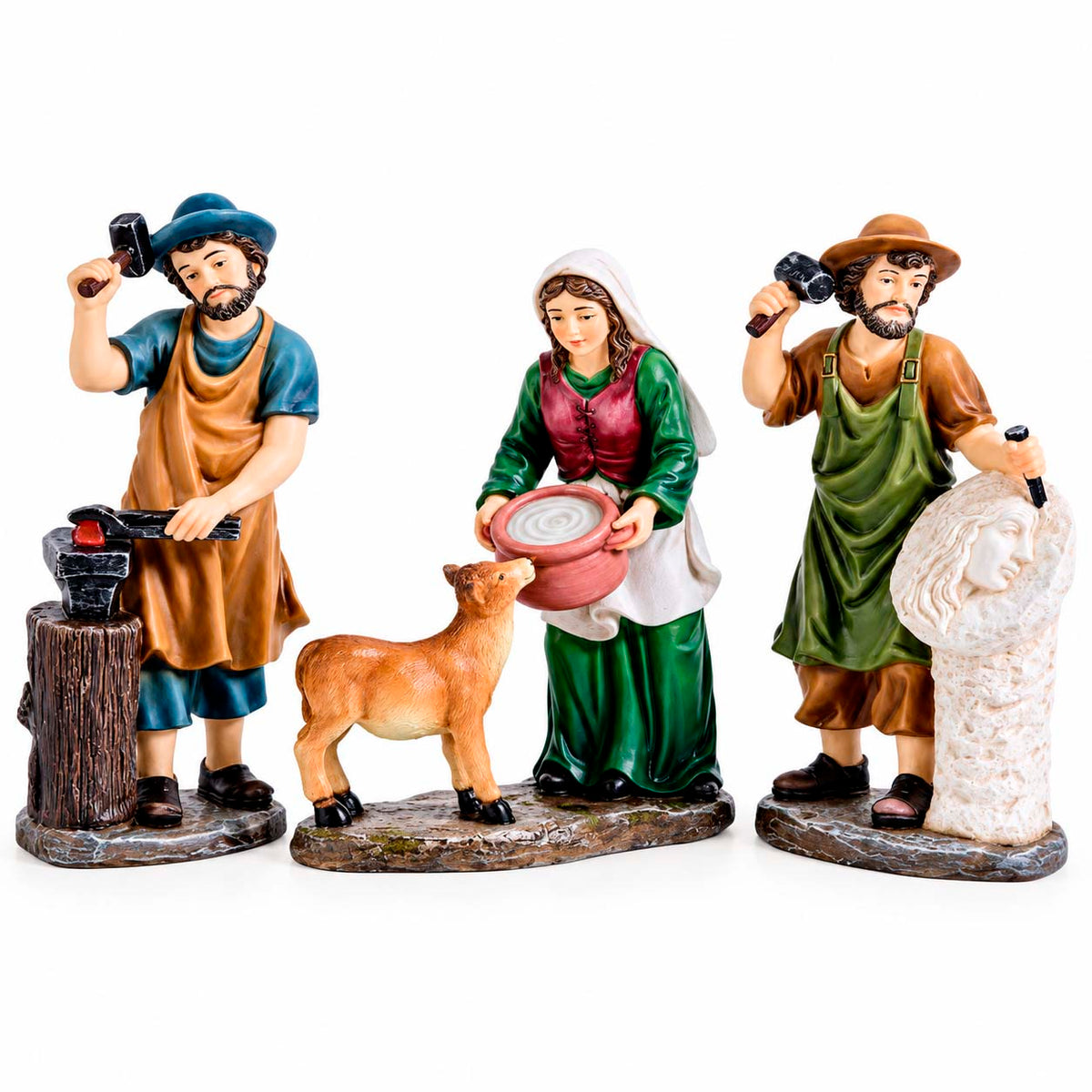 Juego Aldeanos y Artesanos 3 Piezas 15 Cm