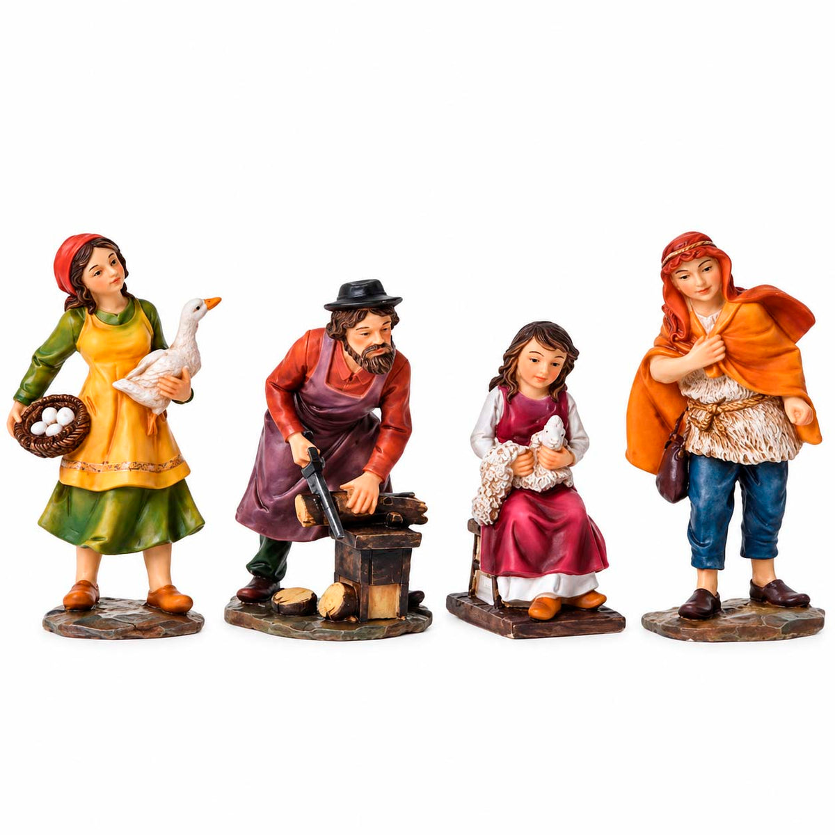 Aldeanos Para Pesebre De 9 Cm los Oficios Con 4 piezas