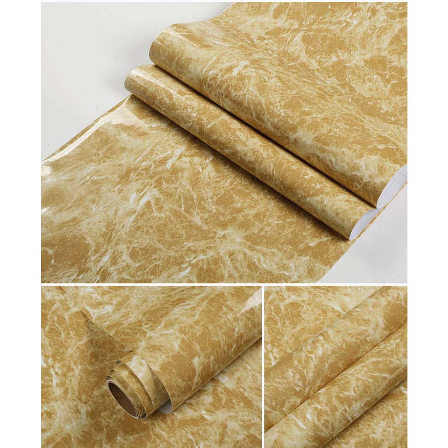Papel Vinilo Adhesivo De 60 cm x 10 mts Marmol Brillante Dorado