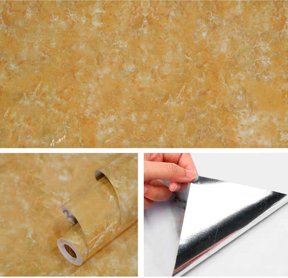Papel Vinilo Adhesivo De 60 cm x 10 mts Marmol Brillante Dorado