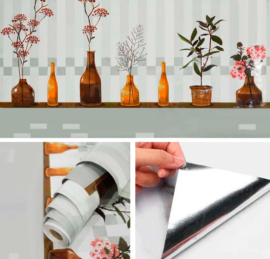 Papel Vinilo Adhesivo De 60 cm x 10 mts Brillante Cocina