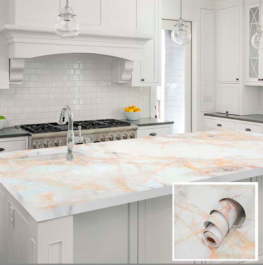Papel Vinilo Adhesivo De 60 cm x 10 mts Marmol Brillante